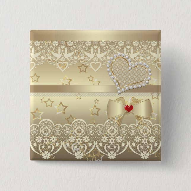 Schöne Perlperlen Glitzer Spitzenklasse Button (Vorderseite)