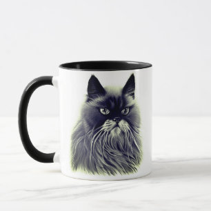 Schöne persische Katze in Schwarz und Weiß Tasse
