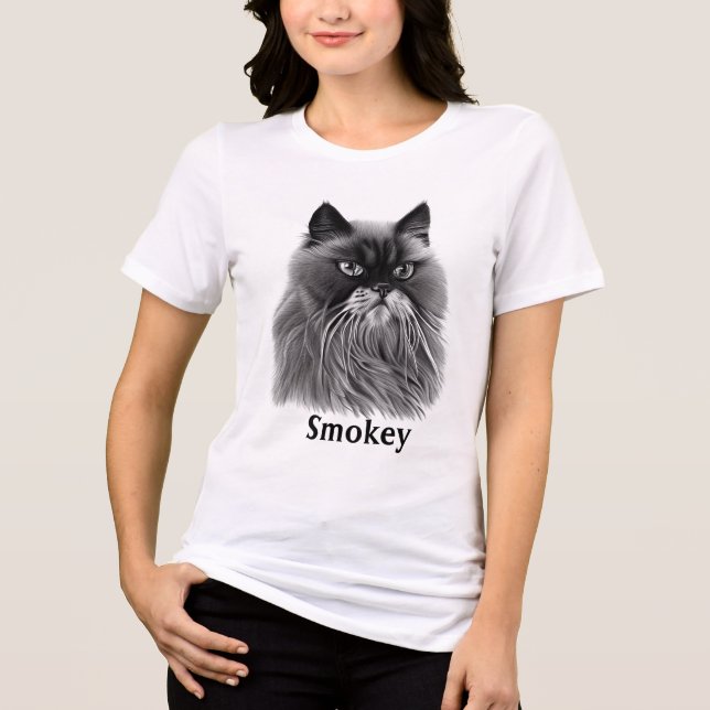 Schöne persische Katze mit optionalem Namen Tri-Blend Shirt (Vorderseite)