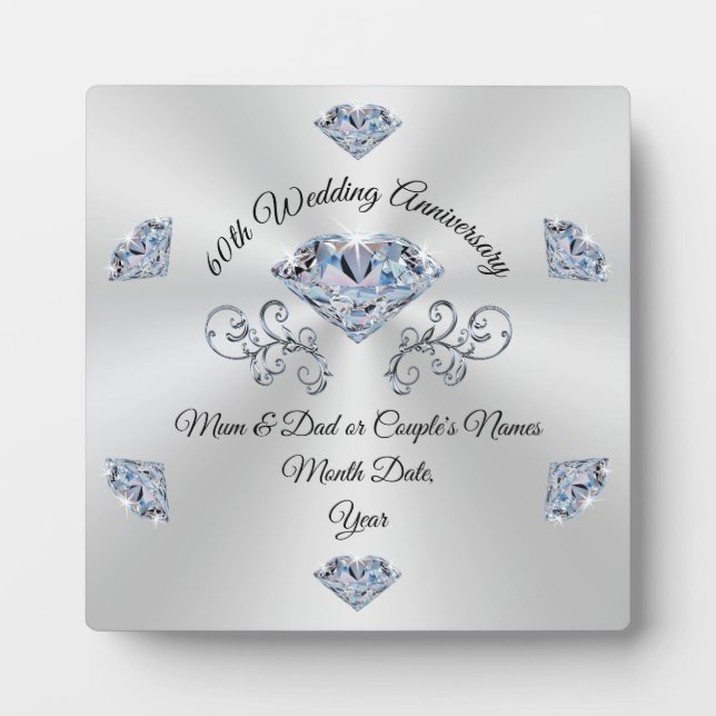 Schöne Personalisierte, 60-jährige JubiläumsPlaque Fotoplatte (Vorderseite)