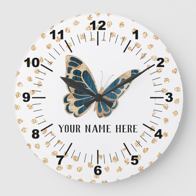Schöne Personalisierte Butterfly Große Wanduhr (Vorderseite)
