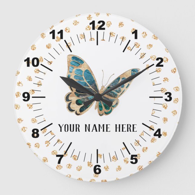 Schöne Personalisierte Butterfly Große Wanduhr (Vorderseite)