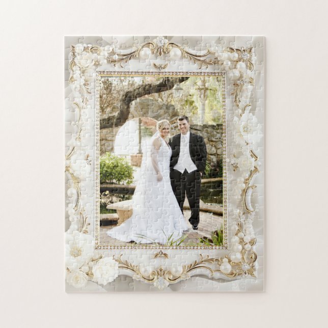 Schöne personalisierte Hochzeitsfoto Puzzle (Vertikal)
