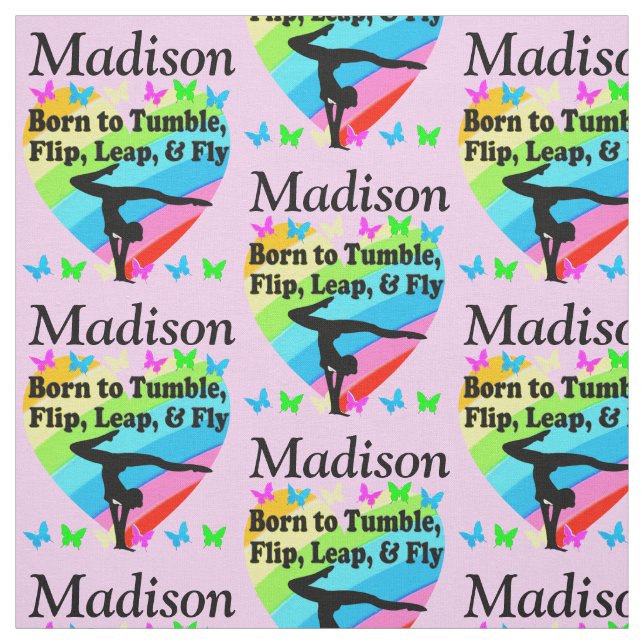 SCHÖNE PERSONALISIERTE PINK RAINBOW GYMNAST FABRIC STOFF (Muster)