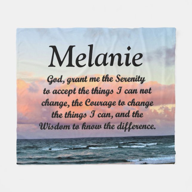 SCHÖNE PERSONALISIERTE SERENITY PRAYER BLANKET FLEECEDECKE (Vorderseite (Horizontal))