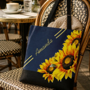 Schöne personalisierte Sonnenblumen-Tasche