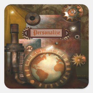 Schöne Personalisierte Steampunk-Sticker Quadratischer Aufkleber