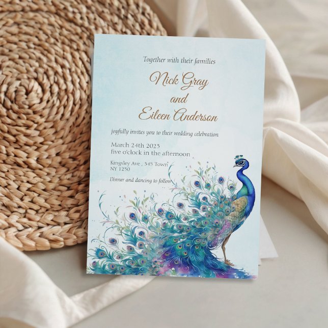 Schöne Pfau und Feather Wedding Einladung (Beautiful Peacock & Feather Wedding Invite)