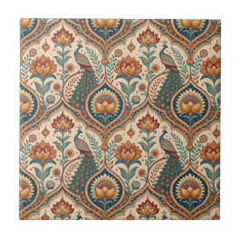 Schöne Pfau- und indische Blumenmuster-Kunst Fliese