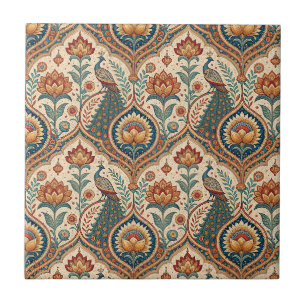 Schöne Pfau- und indische Blumenmuster-Kunst Fliese