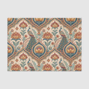 Schöne Pfau- und indische Blumenmuster-Kunst Seidenpapier