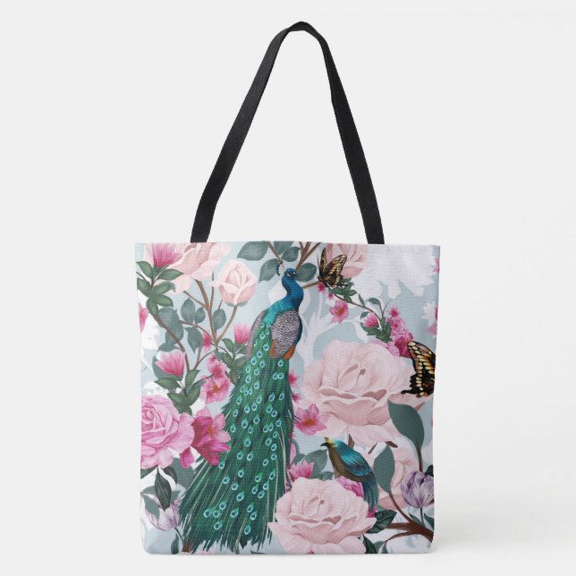 Schöne Pfauen-Blumen-Mode-Tasche (Vorderseite)