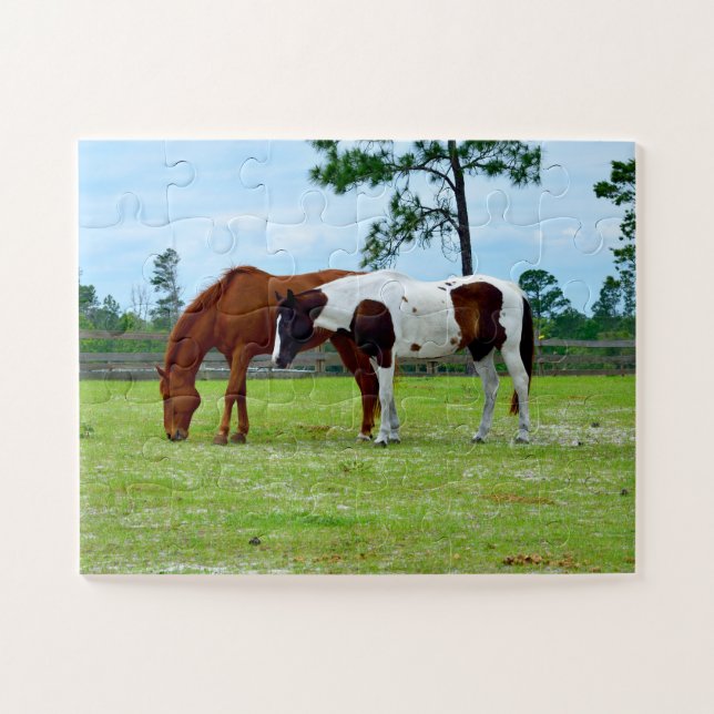 Schöne Pferde auf einer Ranch Puzzle (Horizontal)