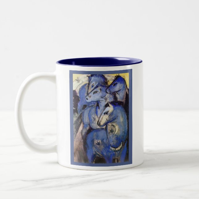 Schöne Pferde Franz Marc - der blaue Reiter Zweifarbige Tasse (Links)