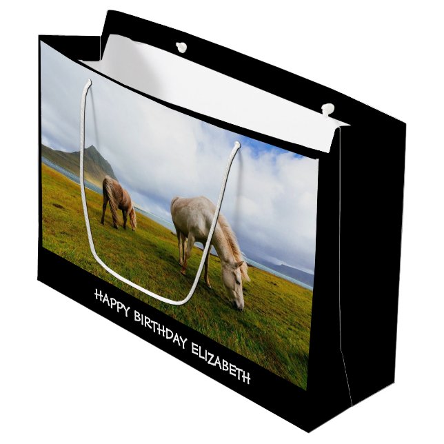 Schöne Pferde Große Geschenktasche Geschenktüte (Vorderseite Schrägansicht)