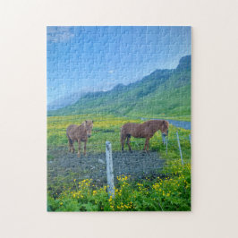 Schöne Pferde, Landschaftliche Landschaft Puzzle