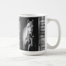 Schöne Pferde & Stall Schwarz und Weiß Kaffeetasse