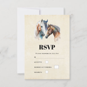 Schöne Pferde Western Boho Style Wedding RSVP Karte