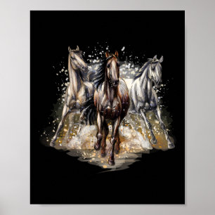 Schöne Pferde Zeichnend Reiten Poster