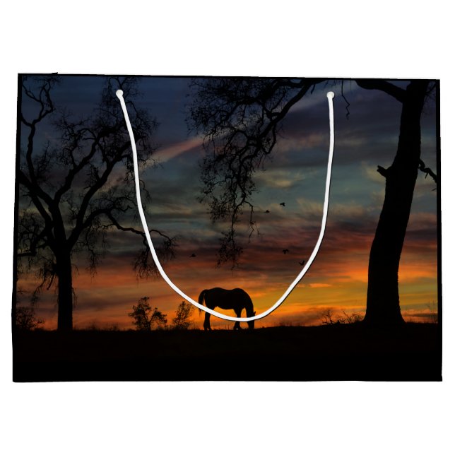 Schöne Pferdegeschenktasche Große Geschenktüte (Rückseite)