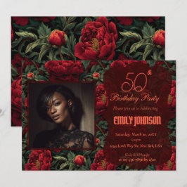 Schöne Pfingstrosen-Blüten-Frühlings-Geburtstag  Einladung