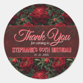 Schöne Pfingstrosen Florale Geburtstagsfeier Runder Aufkleber