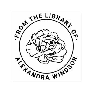 Schöne Pfingstrosenblüte Bibliotheksbuch Name Permastempel