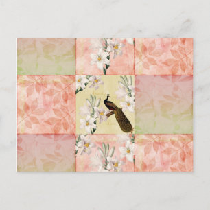 Schöne Pfirsich-Patchwork Postkarte