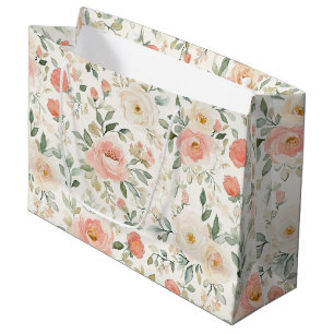 Schöne Pfirsich-Rosa-Blumen-Braut-Party Große Geschenktüte