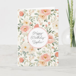 Schöne Pfirsich-Rosa-Blüten-Geburtstag Karte