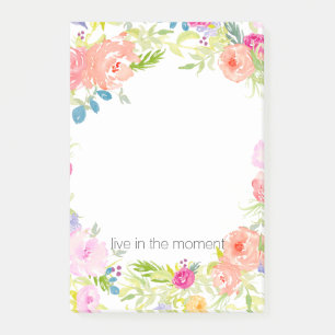 Schöne Pfirsich-Rosa-Weiße Wasserfarbe Floral Post-it Klebezettel