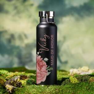 Schöne Pfirsich-Rosen-Blumen Brautjungfer Hochzeit Trinkflasche