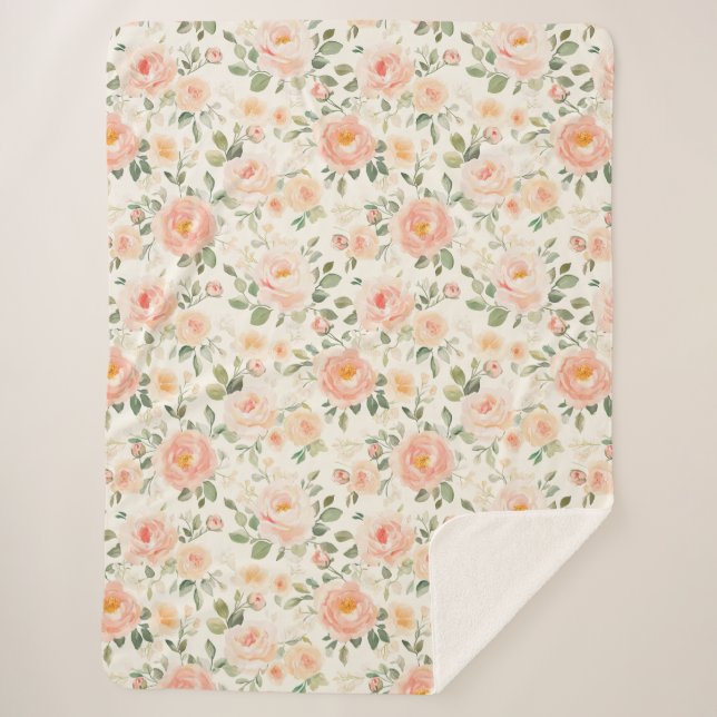 Schöne Pfirsichblumen   Sherpadecke (Vorderseite)