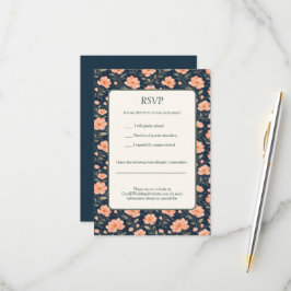 Schöne Pfirsichblüten auf Marineblau RSVP Karte