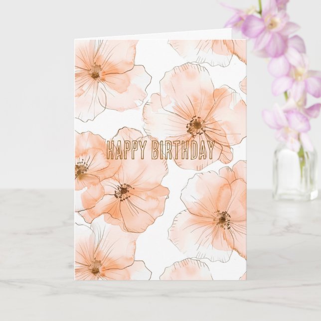 Schöne Pfirsichblüten Geburtstag Karte (Orchidee)