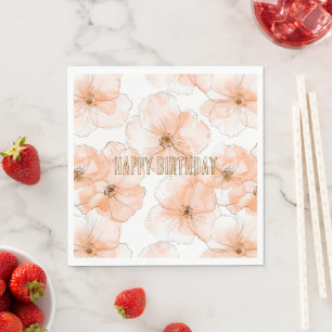 Schöne Pfirsichblüten Geburtstag Serviette