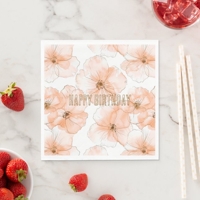 Schöne Pfirsichblüten Geburtstag Serviette (Beispiel)