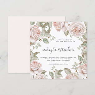 Schöne Pfirsichfarben Rose Hochzeit Einladung