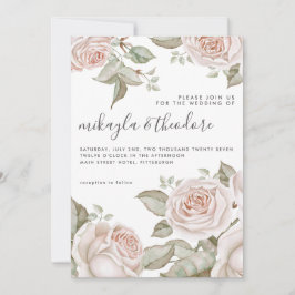 Schöne Pfirsichfarben Rose Hochzeit Einladung