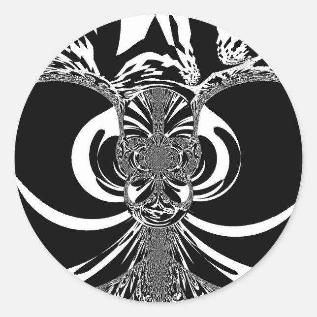 Schöne phantastische afrikanische Schwarzweißkunst Runder Aufkleber (Vorderseite)