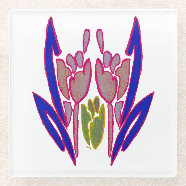 Schöne Phantastische Blauer und Lila Rote Rose Glasuntersetzer (Vorderseite)