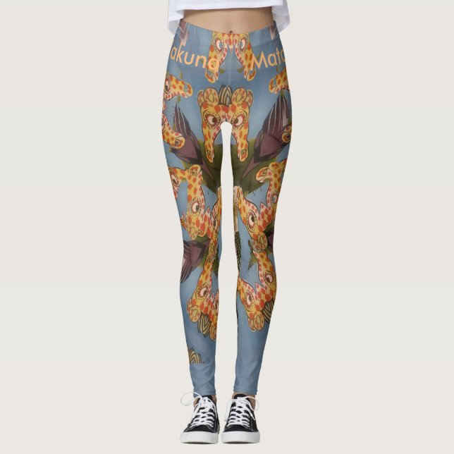 Schöne Phantastische Funny Blue Giraffe Hakuna Mat Leggings (Vorderseite)