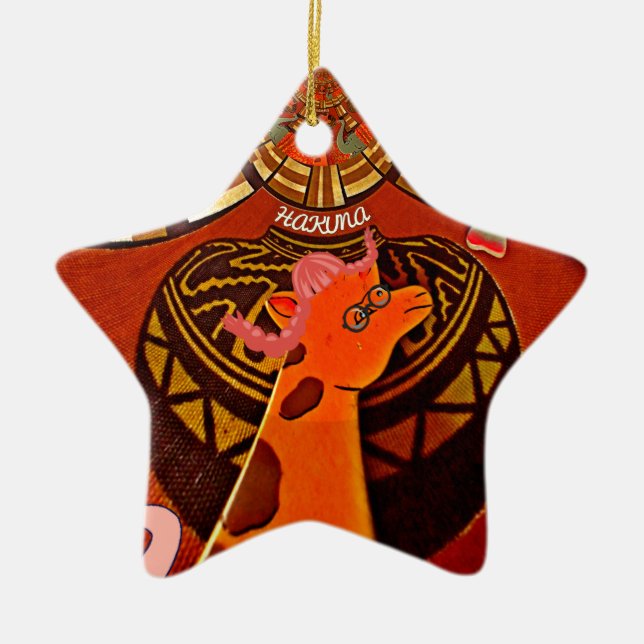 Schöne Phantastische Giraffe Liebe Safari Tiere Keramik Ornament (Vorne)