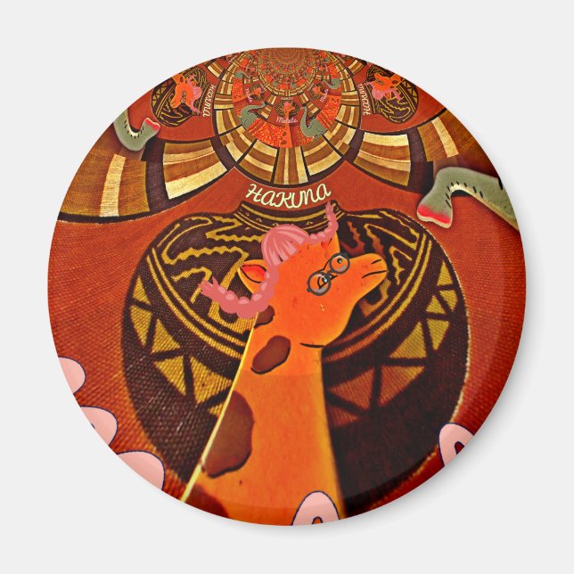 Schöne Phantastische Giraffe Liebe Safari Tiere Magnet (Vorne)