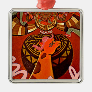 Schöne Phantastische Giraffe Liebe Safari Tiere Ornament Aus Metall