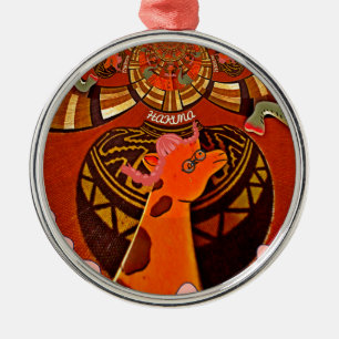Schöne Phantastische Giraffe Liebe Safari Tiere Ornament Aus Metall