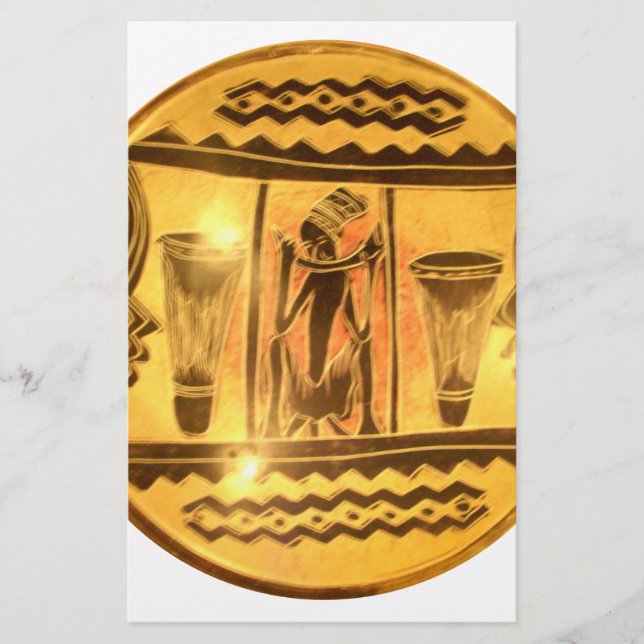 Schöne Phantastische Golden Red African Drummer Briefpapier (Vorderseite)