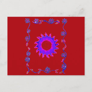 Schöne Phantastische indische Motif Mehndi Maroon  Postkarte