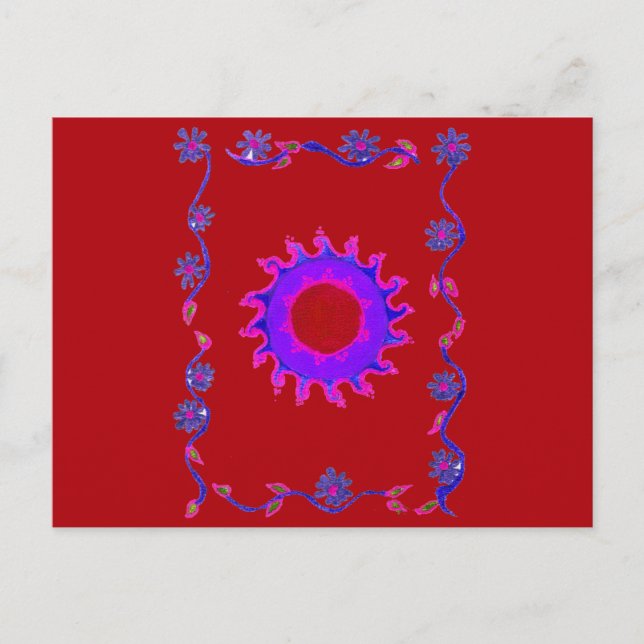 Schöne Phantastische indische Motif Mehndi Maroon  Postkarte (Vorderseite)