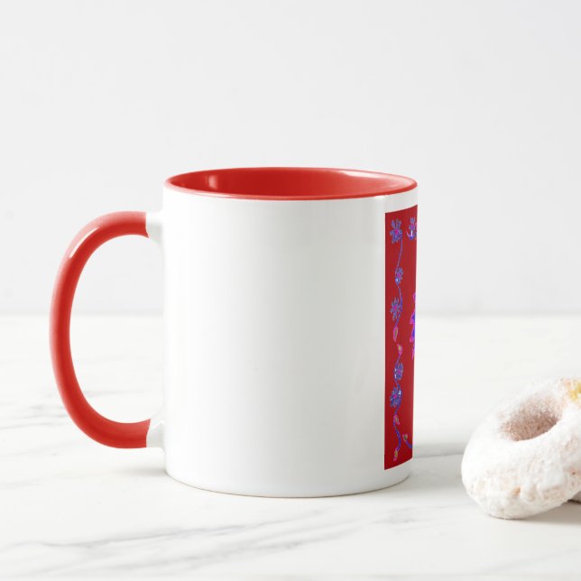 Schöne Phantastische indische Motif Mehndi Maroon  Tasse (Mit Donut)